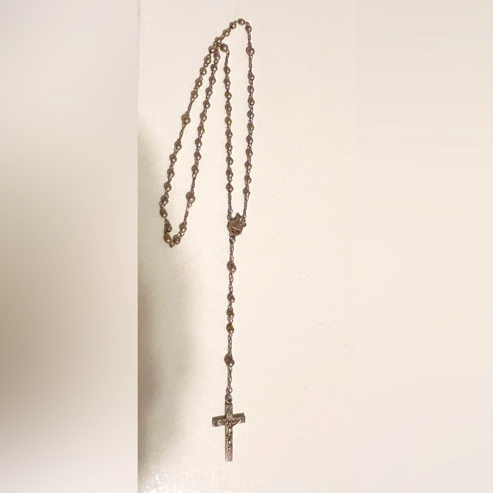 Children’s sterling silver rosary — vintage